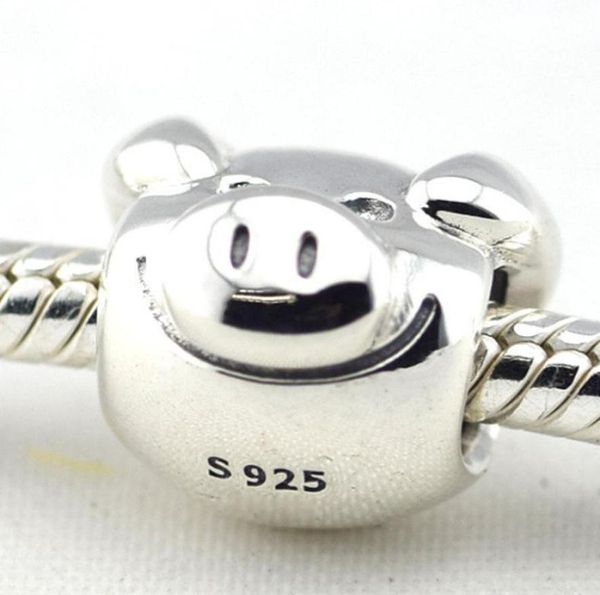 

playful pig charm fl271 100% 925 sterling silver beads fit charms bracelet diy fashion jewelry3654960, Black