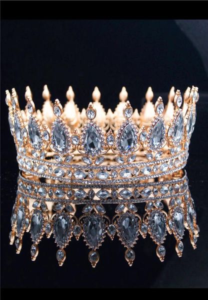 

ladies queen king bride tiara crown headdress crystal diadem for bridal wedding tiaras and crowns jewelry hair accessories c1811208925994, Slivery;golden
