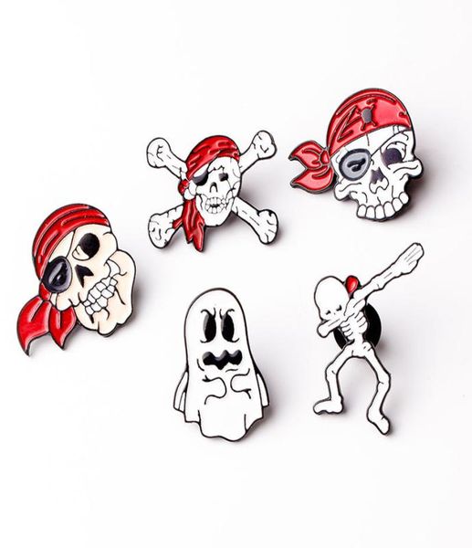 

pirate skull metal enamel brooch dancing skeleton ghost badge pin cartoon trendy costume backpack jewelry accessories gift3385511, Gray