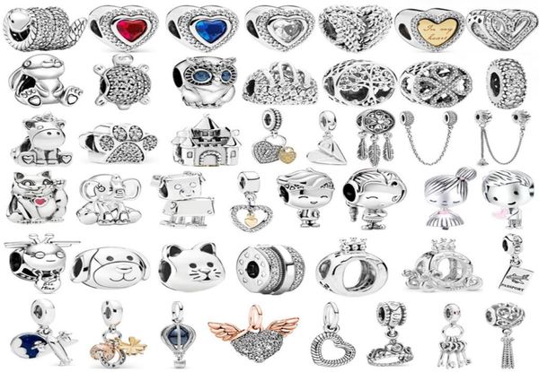 

silver color lucky cat safety chain dog paw crown owl love pendant fit charms bracelets diy women original beads jewelry9639187, Black