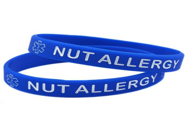 

100pcs nut allergy silicone rubber bracelet youth and size carry this message as a reminder in daily life9425630, Black