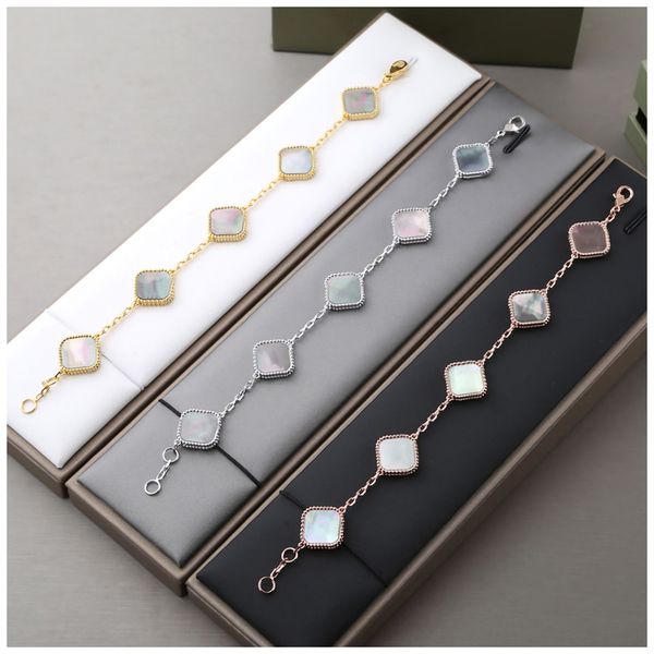 

clover bracelet desinger jwelery gray lucky mother-of-pearl bracelet for women five flower bangle silver four leef chain fashion gold jewelr, Black