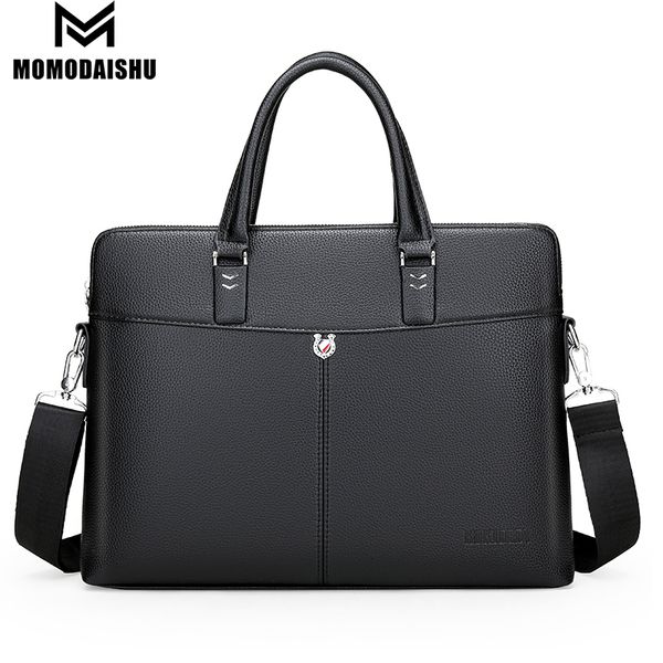 

briefcases men briefcase bags business leather bag shoulder messenger work handbag 14 inch lapmultifunctional zipper 230713