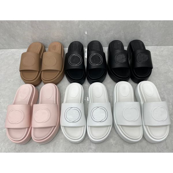 

2023 new style slippers sandal sliders macaron thick bottom non-slip soft bottom fashion g house slipper women wear beach flip-flops ins, Black