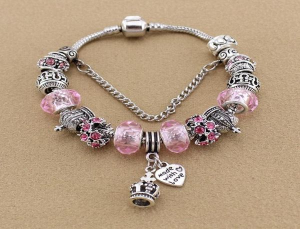 

new charm emperor pendant bracelet for silver plated diy crystal beaded bracelet women's birthday gift with box7685947, Golden;silver