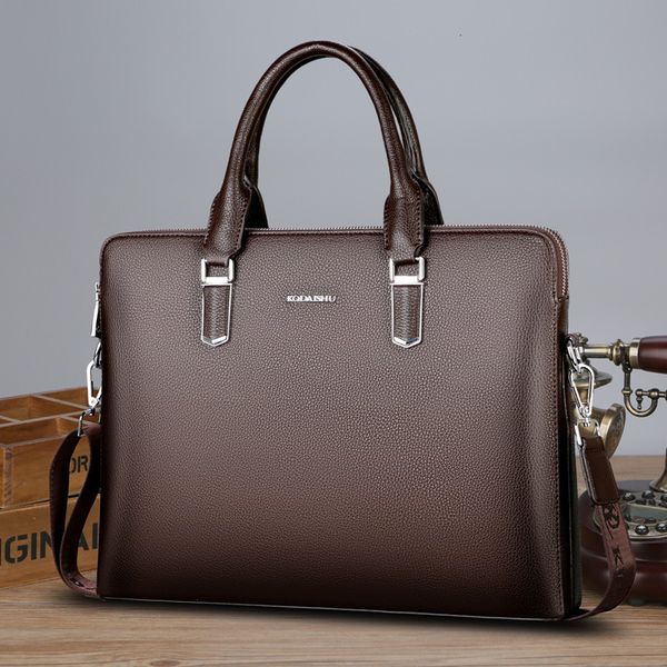 

briefcases luxury cow genuine leather business mens briefcase high capacity male shoulder bag men messenger tote computer bags 230713