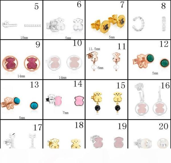 

2020 100 925 sterling silver bear stud earrings classic pierced stud earrings jewelry manufacturers whole 68802812, Golden;silver