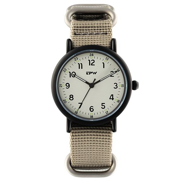 

tpw fashion nylon band watch men's nylon quartz watch luminous woven wristwatch, Slivery;black