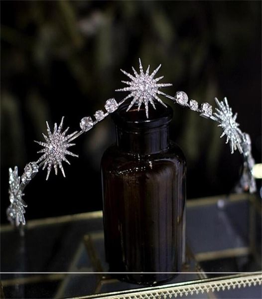 

luxury bridal hair jewelry star headpieces crown s crystal headbands tiaras brides girls headwear wedding accessories 2202231381495, Slivery;golden