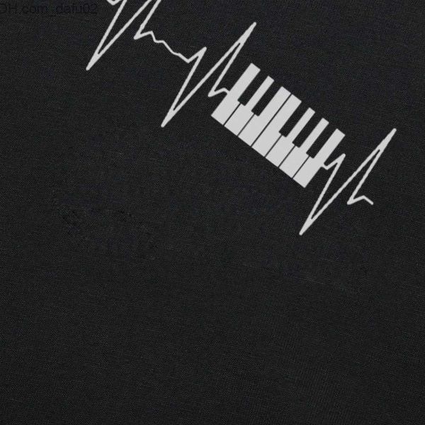 

men's t-shirts piano keyboard vintage heartbeat jazz pianists musician t-shirt funny graphic fashion new cotton short sleeve t shirts z, White;black
