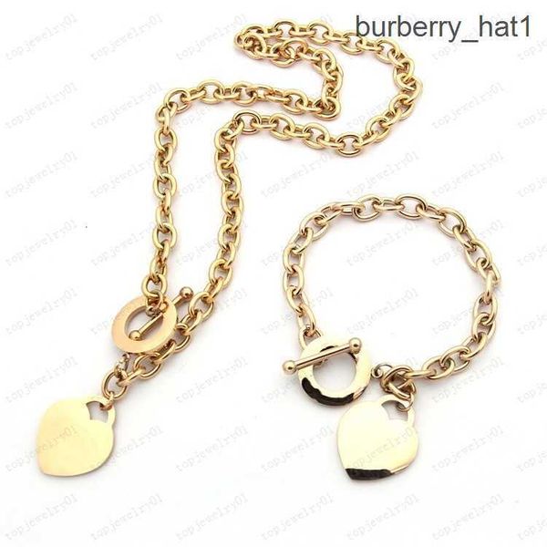 

fashion designer women necklace bracelet jewelry set heart set 925 silver girls valentine's day love gift pendant bracelet necklace ban