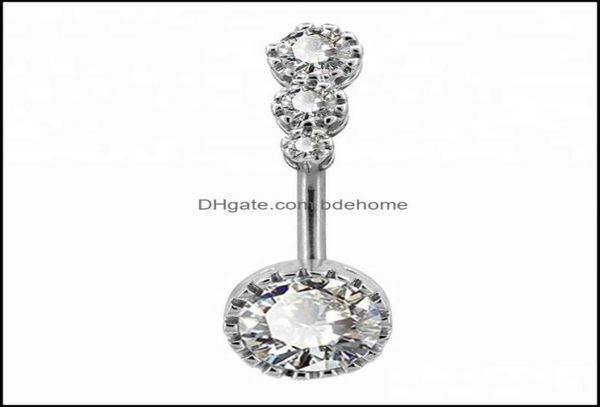 

navel bell button rings body jewelry 316l stainless steel clear cz piercing sample belly drop delivery 2021 jhk9m7829871, Silver