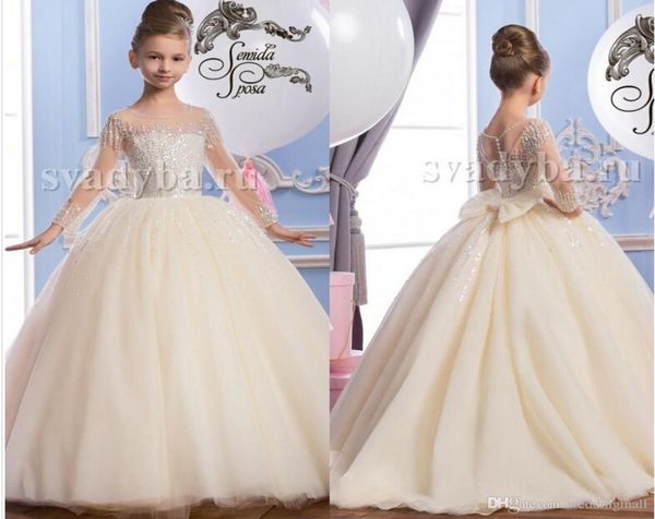 

2016 sheer neck beaded tulle luxurious arabic flower girl dresses vintage child pageant dresses beautiful flower girl wedding dres8959977, White;blue