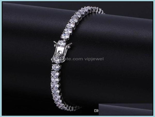 

tennis bracelets jewelry hip hop luxury bling 4mm zircon trendy fashion men women rhodium 18k gold plated drop delivery av9e05962549, Golden;silver