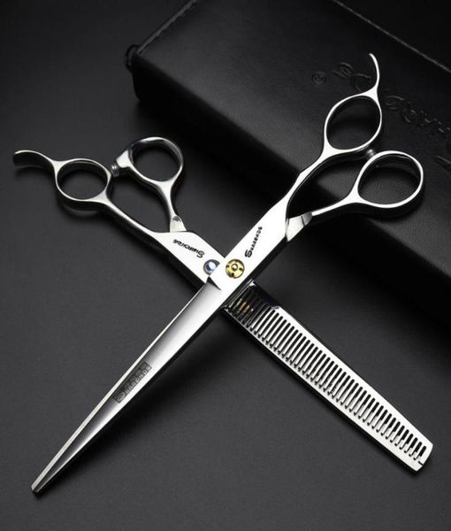 

japan 440c professional 75 inch pet hair dog grooming cuttingthinning hairdressing scissors set3971121