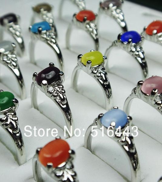 

100pcs mix natural cat eye stones alloy silver plated fashion rings whole jewelry lots a0908731613, Golden;silver