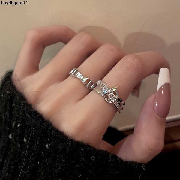 

fashion accessories letter ring female minority design high end personality light luxury opening index finger cold and cool, Silver