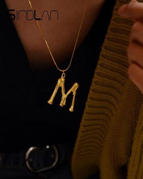 

pendant necklaces sindlan big initial letter necklace gold neck chain long statement boho capital letters for women7586253, Silver