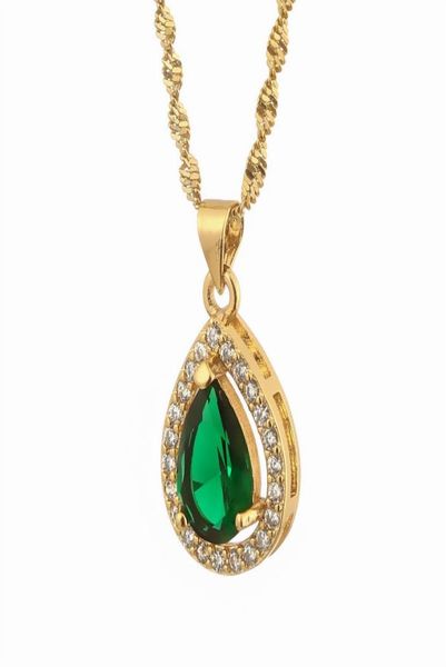

chains gold color rhinestone zircon crystal water drop pattern pendants necklaces for women girl men birthday party gifts charm je1943364, Silver