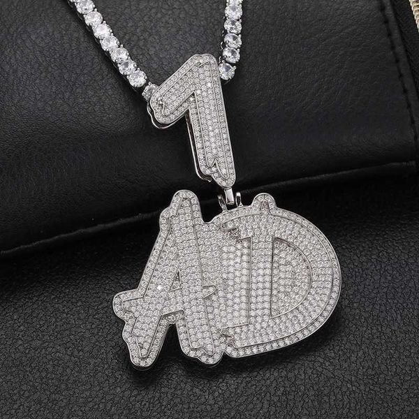 

luxury hip hop jewelry personalized custom name pendant iced out vvs moissanite letter pendant for men, Silver