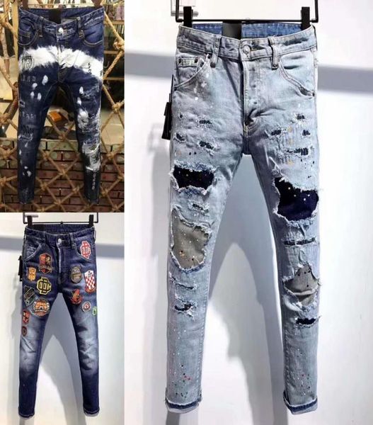 

h826 mens 2019 luxury designer clothes print letters mens designer jeans european and american ripped jeans size 28389937063, Blue