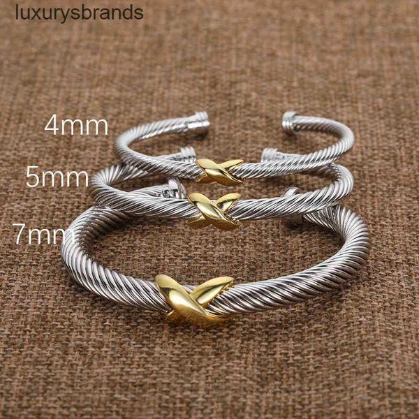

designer fashion jewelry twisted x bracelet gold charm sliver 925 sterling silver bracelets braided cross bangle diamond zircon luxury birth, Black