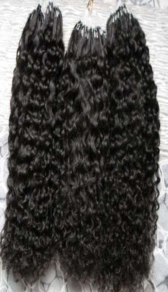 

micro loops natural color afro kinky curly micro loop human hair extensions 300g mongolian kinky curly hair micro link hair extens6720814, Black
