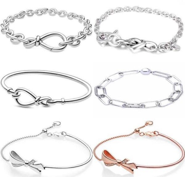 

chunky infinity knotted heart-embellished t-clasp me link pattern bracelet fit 925 sterling silver charm diy jewelry g09163019573, Black