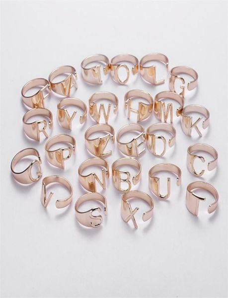 

26 english letter band opening couple valentines day gift bands alloy adjustable rings jewelry accessories 2 18yh o27399741, Golden;silver