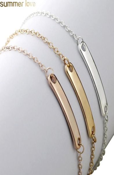 

stainless steel blank bar bracelet gold can custom name id initial charm bracelets for women personalize jewelry friends gift7061489, Golden;silver