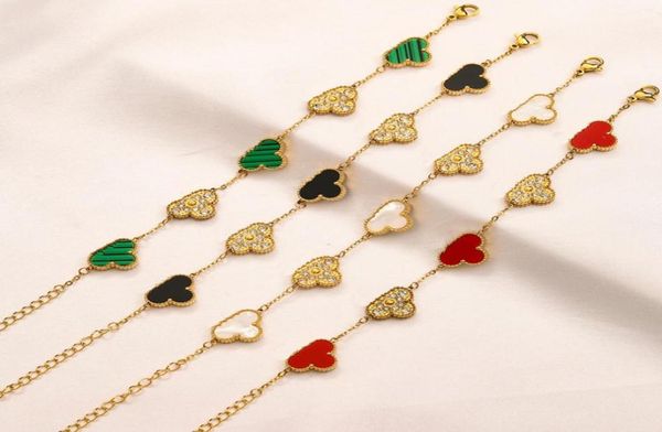 

luxury multicolor chain bracelet designer 18k gold bracelet fashion love couple flower bracelets designed for women highgrade jew4207511, Black