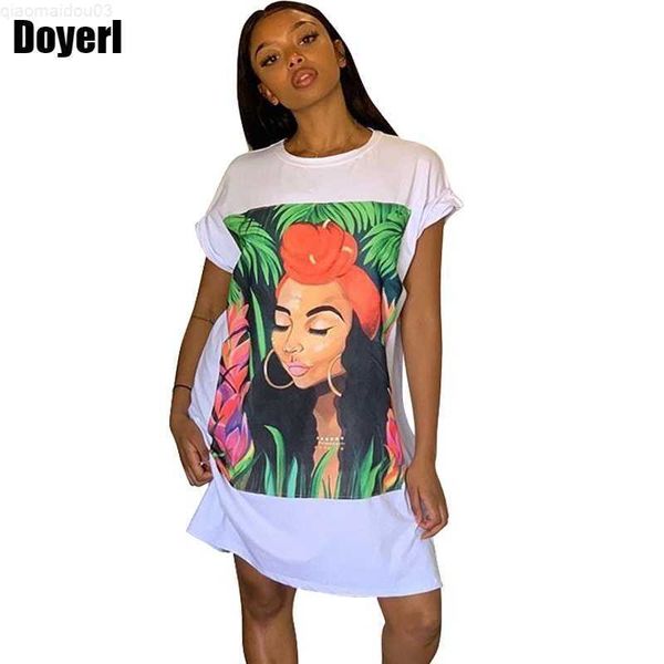 

women's t-shirt oversized t shirt dress women short sleeve character print tunic mini streetwear dress autumn ladies loose short casual, White
