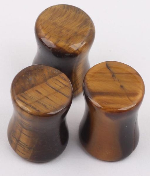 

f51 40pcslot mix 510 size tiger eye039s stone flesh tunnels ear plug piercing plugs6382702, Silver