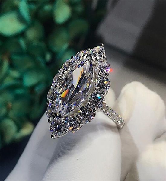 

brand new vintage jewelry sparkling luxury jewelry 925 sterling silver marquise cut white z cz diamond gemstones women wedding4503741, Slivery;golden