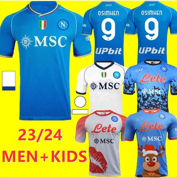 

23 24 napoli soccer jerseys maglia naples 2023 koulibaly zielinski olivera kvaratskhelia kids football shirt osimhen lozano ssc napoli maill, Black;yellow