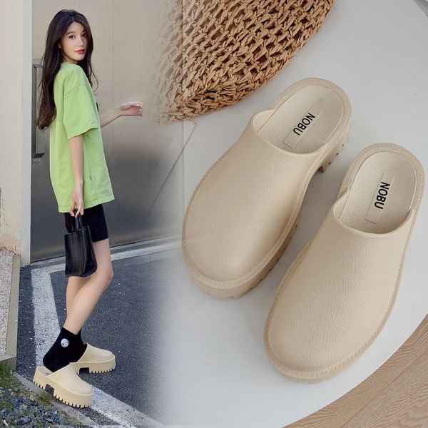 

slippers mr co women summer slippers platform flat heel outdoor mules shoes fashion casual ladies thick-sole beach slides 230713, Black
