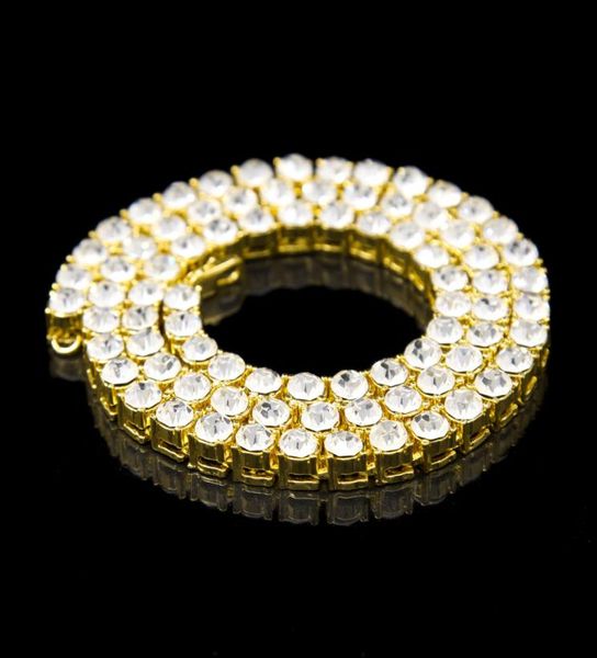 

mens gold silver iced out crystal 1 row tennis chain hiphop bling steampunk necklace for men women7221402, Black
