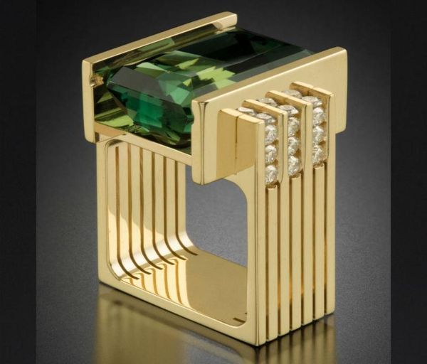 

wedding rings luxury female ladies green stone ring vintage yellow gold band promise love engagement for women9470638, Slivery;golden