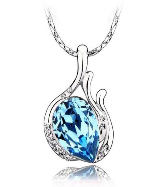 

sapphire jewelry 925 sterling silver pendant necklace love charm aquamarine crystal pendant angel tear bohemaian natural stone jew2112302