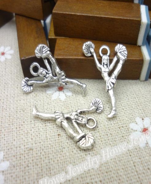 

charms antique plated silver zinc alloy eyes cheerleading fit pendant bracelet necklace diy jewelry 150pcs6519703, Bronze;silver