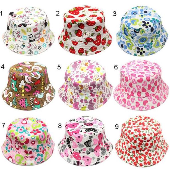 

mix 30 colors korean cute children fisherman hat sunshine casual designer caps kids flower printed cotton bucket hat baby hats fit9501478, Yellow