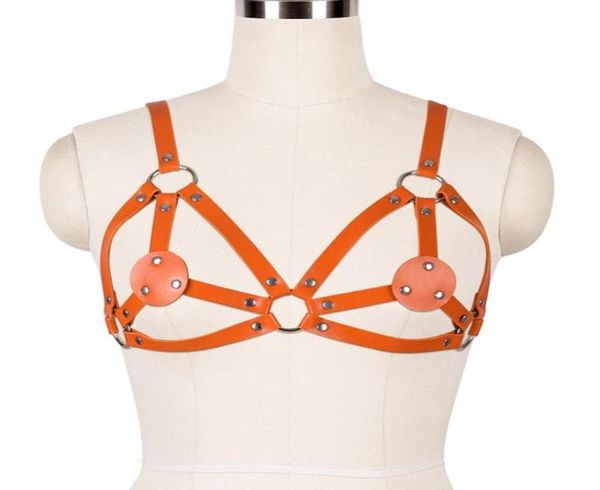 

bustiers corsets handmade lingerie gothic leather body harness cage fetish underwear punk crop bralette bondage6593370, Black;white