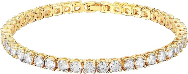 

pavoi 14k gold plated cubic zirconia classic tennis bracelet gold bracelets for women 4mm cz size 6.5-7.5 inch, Golden;silver