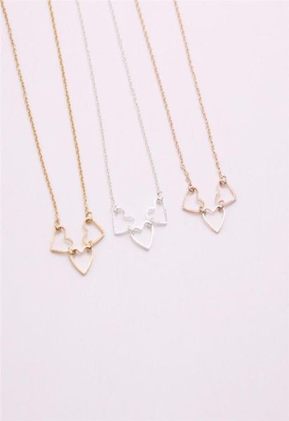 

hollow out love heart necklace three pendant combination necklaces for girls the to women gold silver rose three color optional2194887