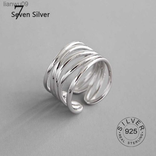 

real 925 sterling silver rings for women endless interweave fine jewelry large adjustable antique rings anillos l230704, Golden;silver