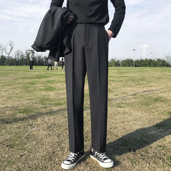 

men's suits male brand summer stretch pants men elastic waist business fashion straight classic solid color casual trouser t59, White;black