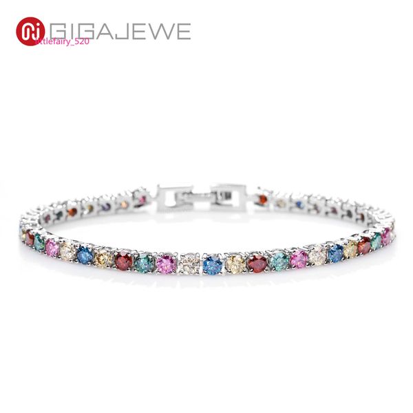 

pendant necklaces gigajewe 3mm rainbow color round cut white gold plated 925 silver moissanite tennis bracelet