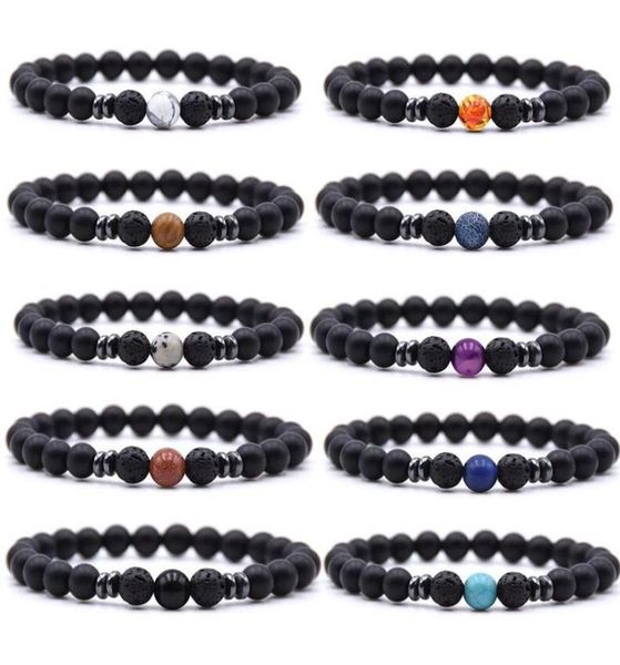 

men women 8mm tiger eye energy beads bracelet gift elastic natural stone yoga bracelets bangle 18 styles charm jewelry whole6779486, Black