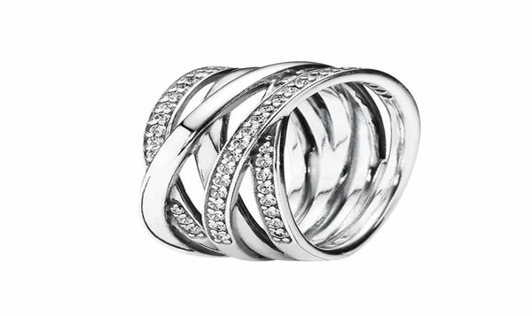 

sparkling polished lines ring women mens 925 sterling silver designer jewelry original box for rings set6701129, Slivery;golden