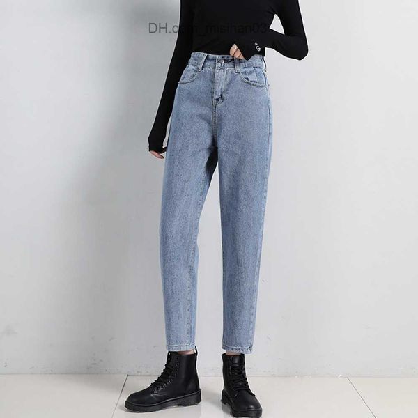 

women's jeans 2023 new mom jeans women's loose high waist denim trousers retro bf style straight pants jeans wash cotton palace pa, Blue